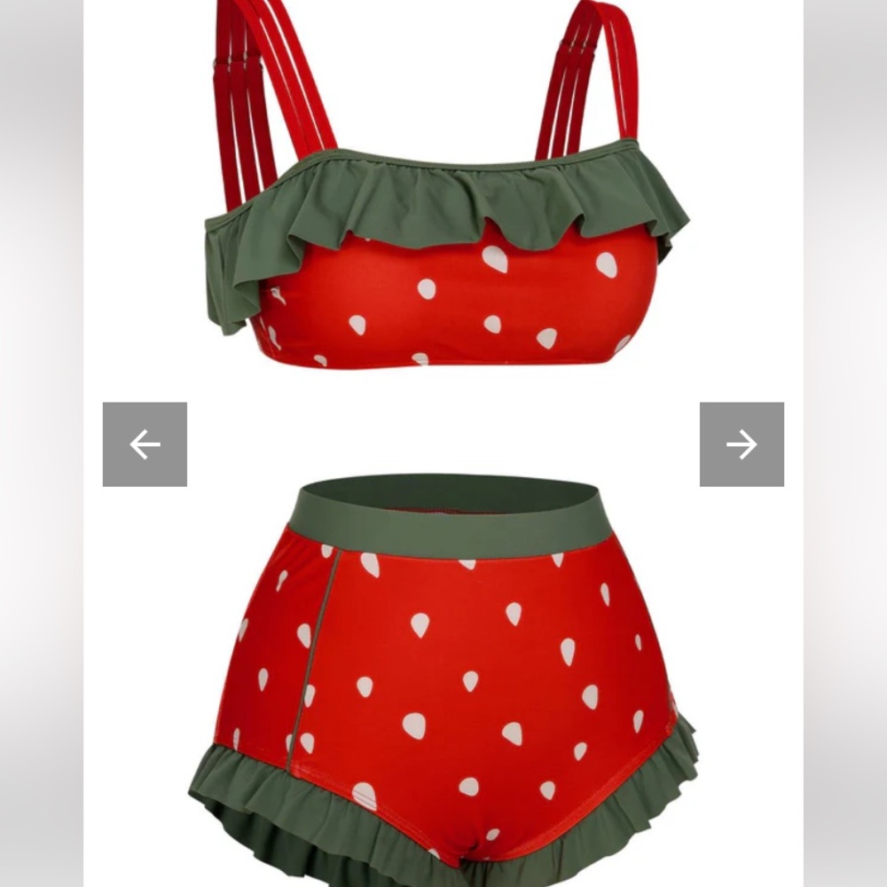 Retro Stage 1950s strawberry bathing suit